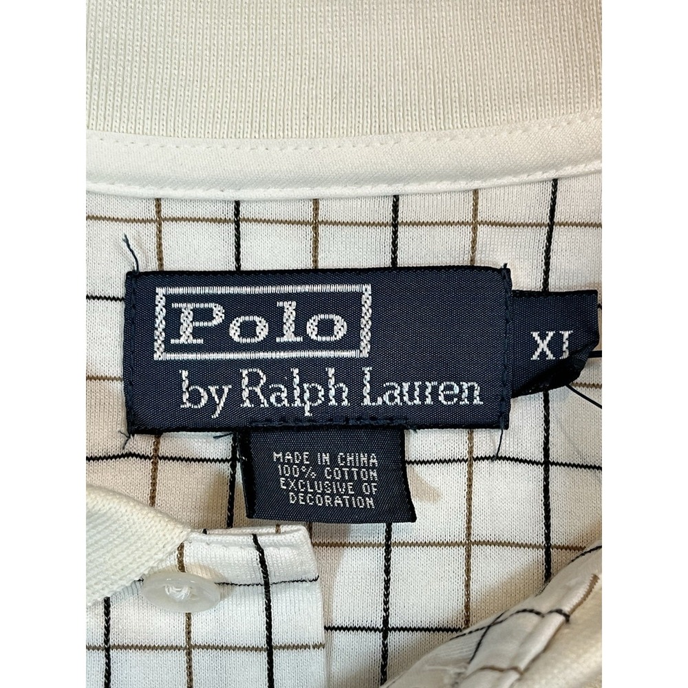NWT Polo Ralph Lauren Short Sleeve Polo Mens XL Ivory Check Pony Vintage NOS - Picture 6 of 8